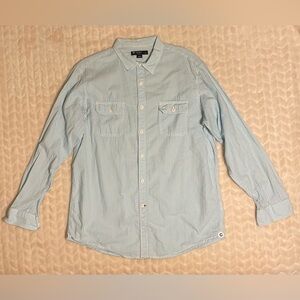 EUC- Daniel Cremieux Light Blue Striped Seersucker Button Down Shirt